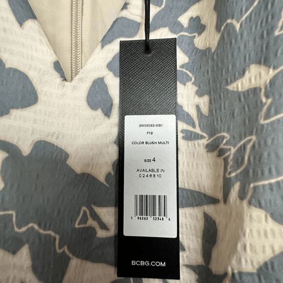 NWT BCBGMAXAZRIA Blush Multi Cocktail Fit & Flare Long Sleeve Mini Dress Size 4 - Picture 14 of 14